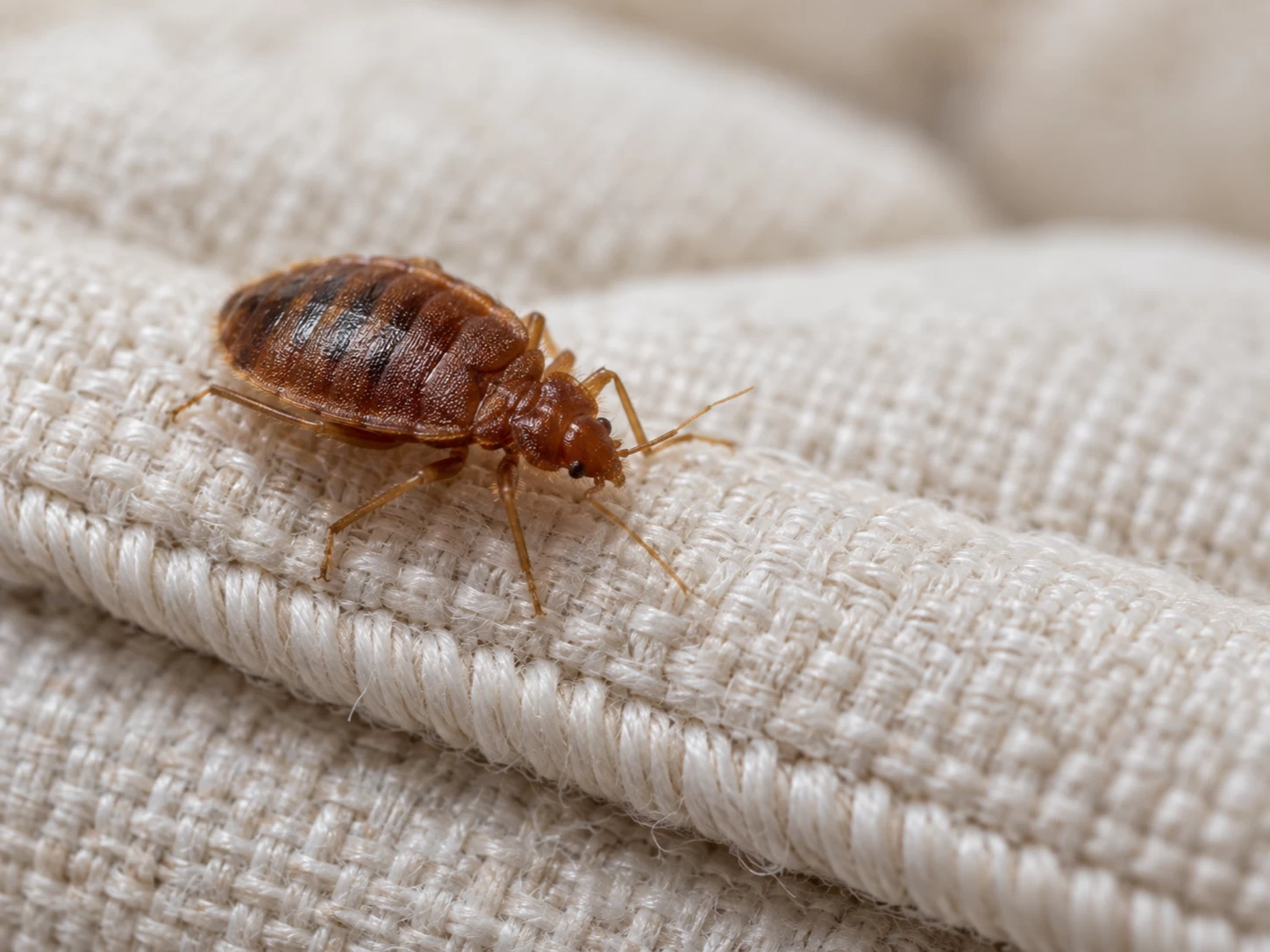 Illustration of a bed bug on a mattress seam