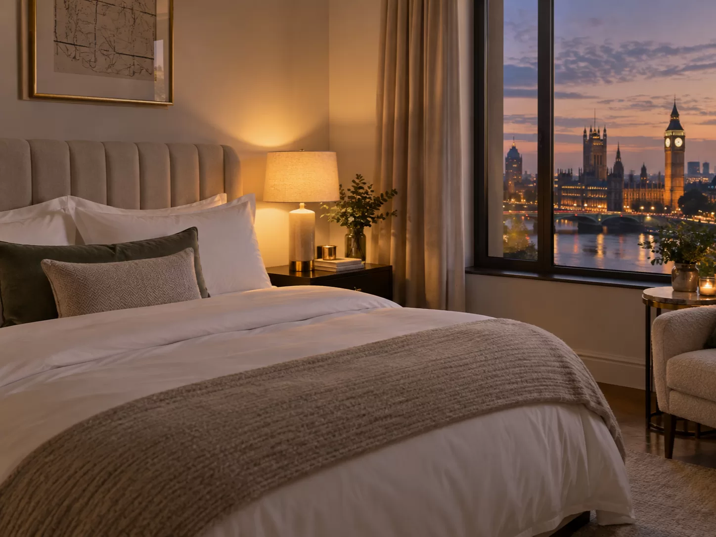 Illustration of a London bedroom